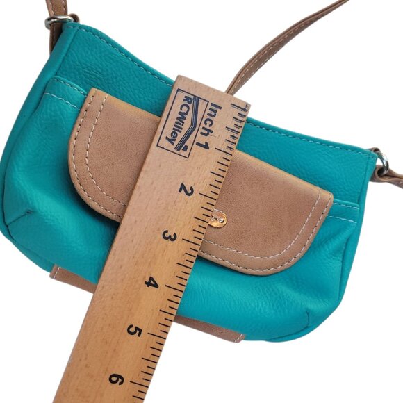 MultiSac Turquoise & Tan Faux Leather Mini Crossbody Bag - Picture 4 of 13